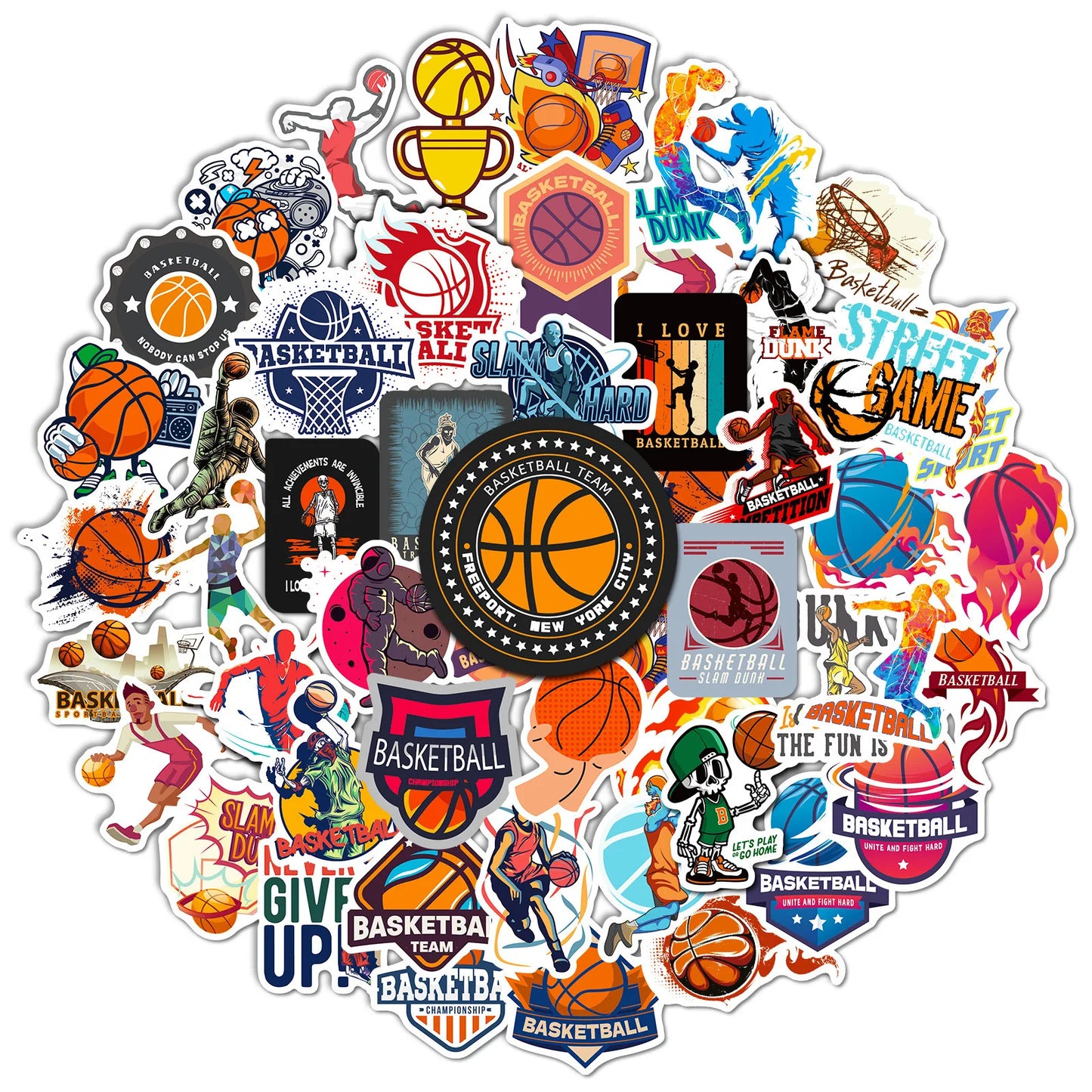 Graffiti Basketball Stickers 10/25/50pcs for Laptop, Luggage, Skateboard, Helmet, Phone, Guitar, Water Bottle
