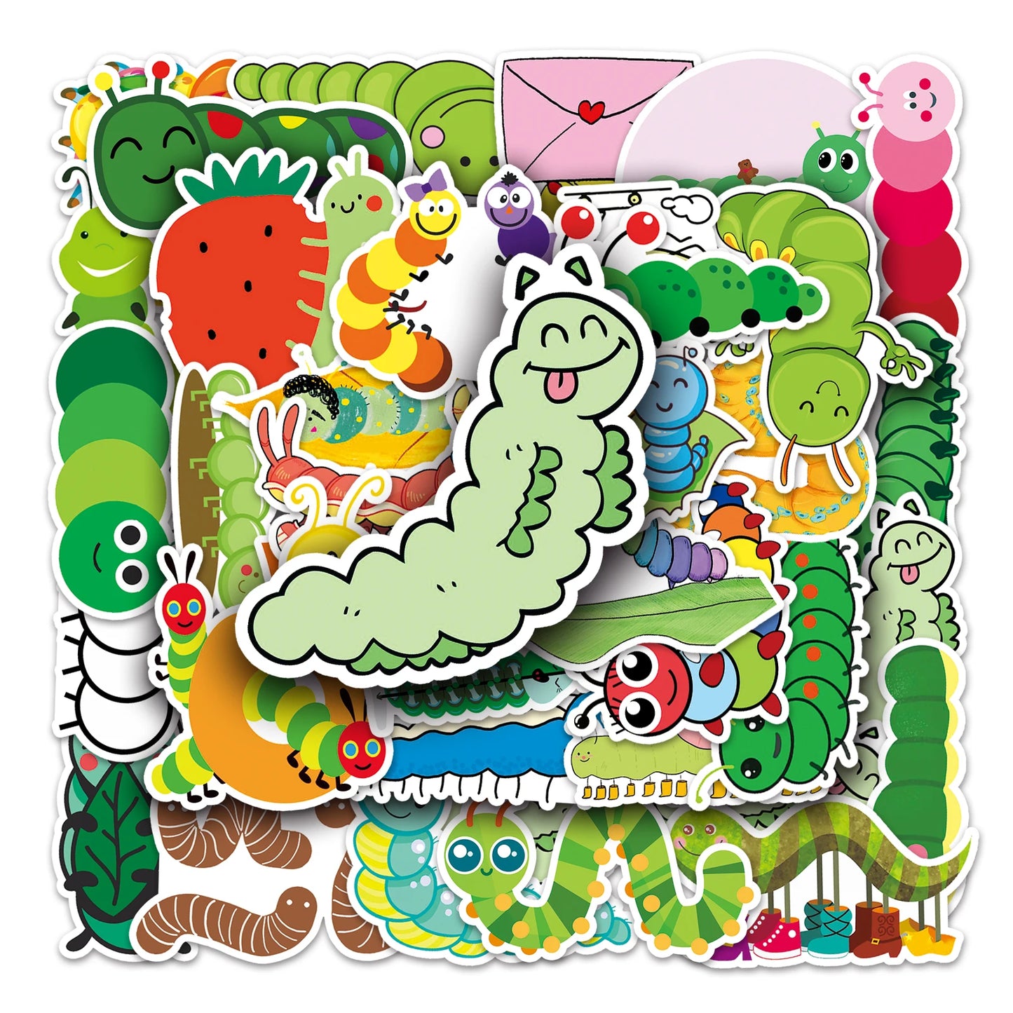 50Pcs Caterpillar Cartoon Waterproof Vinyl Stickers for Skateboard Snowboard
