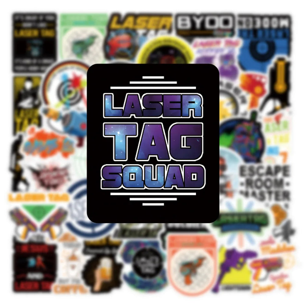 10/30/50PCS Laser Tag Shootout Game Stickers Cool Graffiti Toys For Kids Boys Phone Luggage Laptop Skateboard Decals Car Sticker