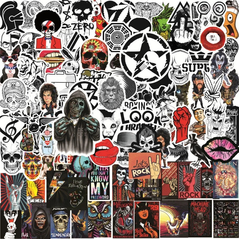 Graffiti Rock Roll Music Stickers Decals for Luggage Helmet Skateboard Scrapbooking (10/50/100pcs)