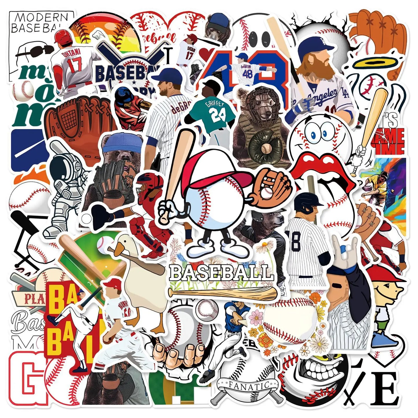 Baseball Graffiti Stickers 10/25/50pcs for DIY Suitcase, Water Bottle, Phone, Laptop, Guitar, Car, Motorcycle, Skateboard