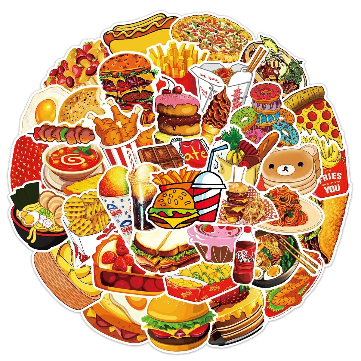Graffiti Bread Food Stickers Decals for Scrapbooking, Laptop, Phone, Guitar, Helmet - 10/25/50pcs