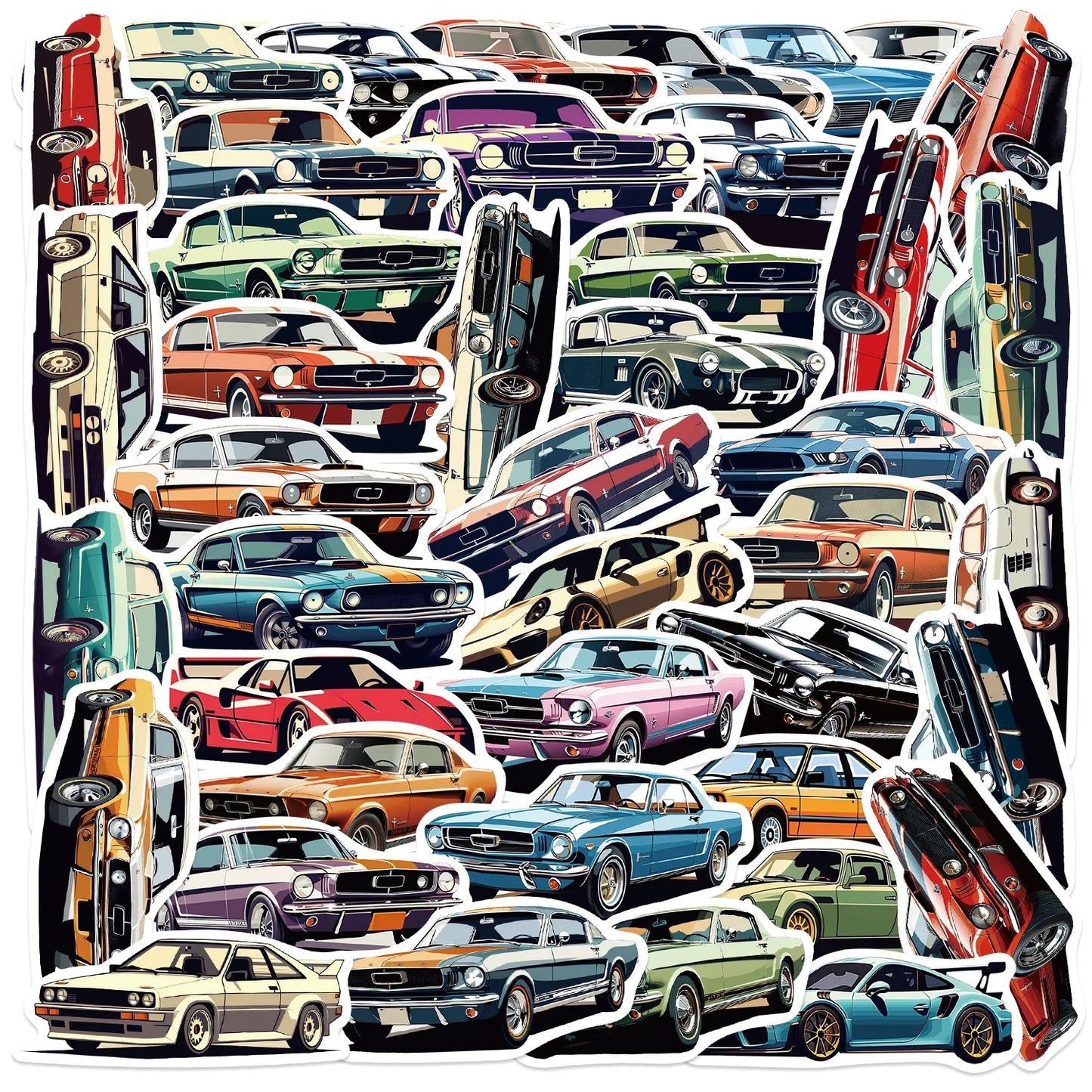 50pcs Waterproof Car Cartoon Stickers for Luggage & Laptops