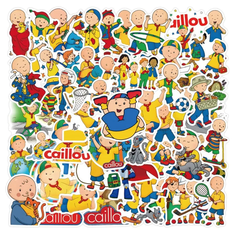 55pcs Caillou Stickers for Suitcase, Water Bottle, Phone, Laptop, Car, Scooter, Fridge, Stationery