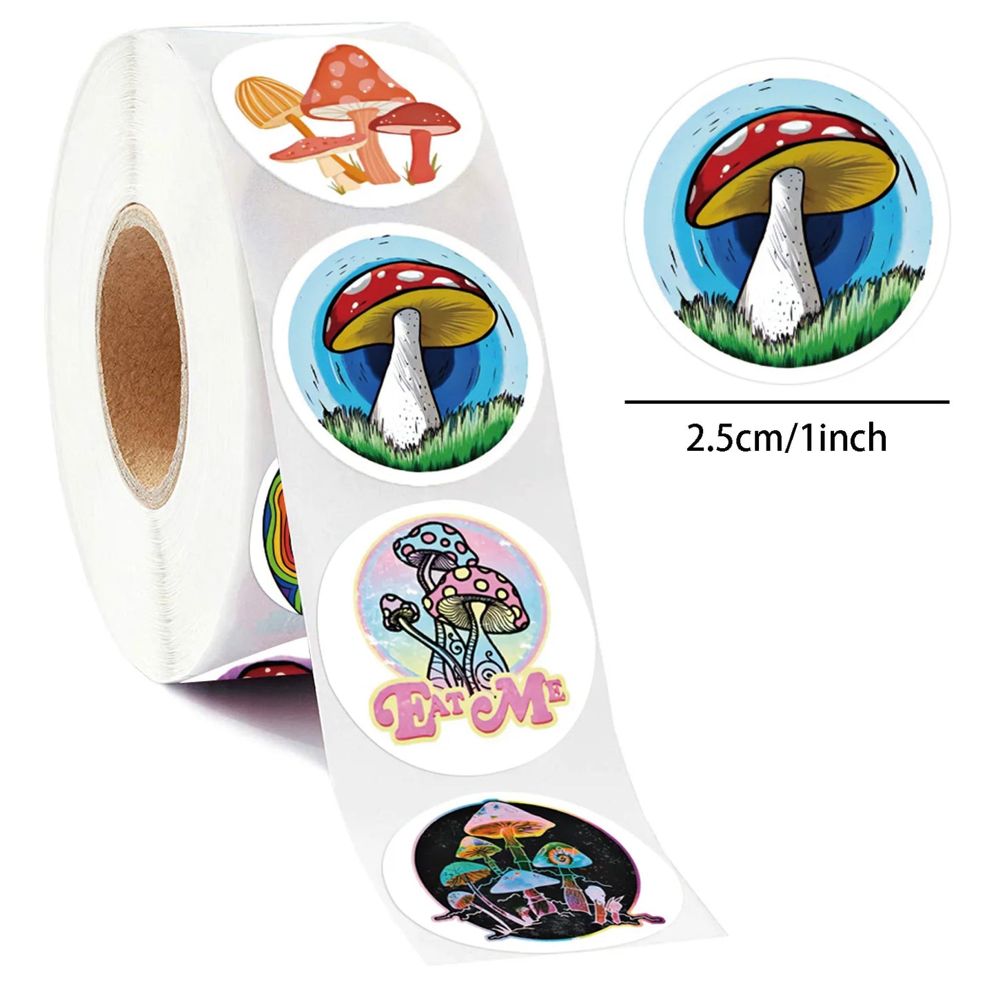 500pcs Summer Cartoon Beaches and Mushrooms Sticker Roll