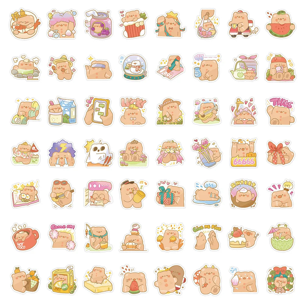 10/30/60/120PCS Cute Bear Cartoon Stickers Toy DIY Skateboard Bike Luggage Suitcase Phone Bike Classic Kids Toy Sticker Decals