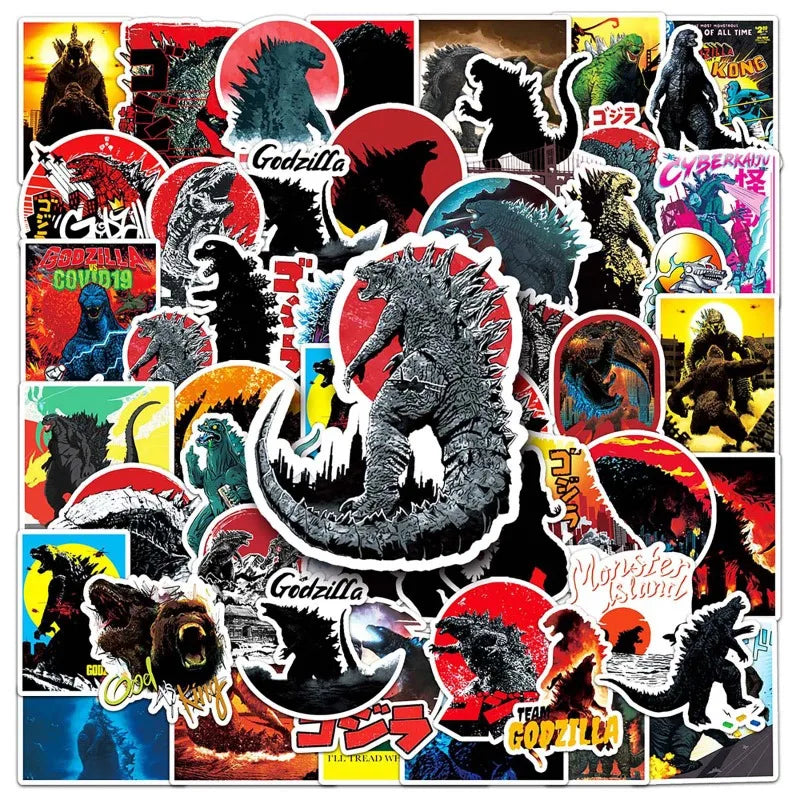50pcs Godzilla Cartoon Stickers for Laptop, Phone, Car, Scooter, Suitcase, Water Bottle, Refrigerator