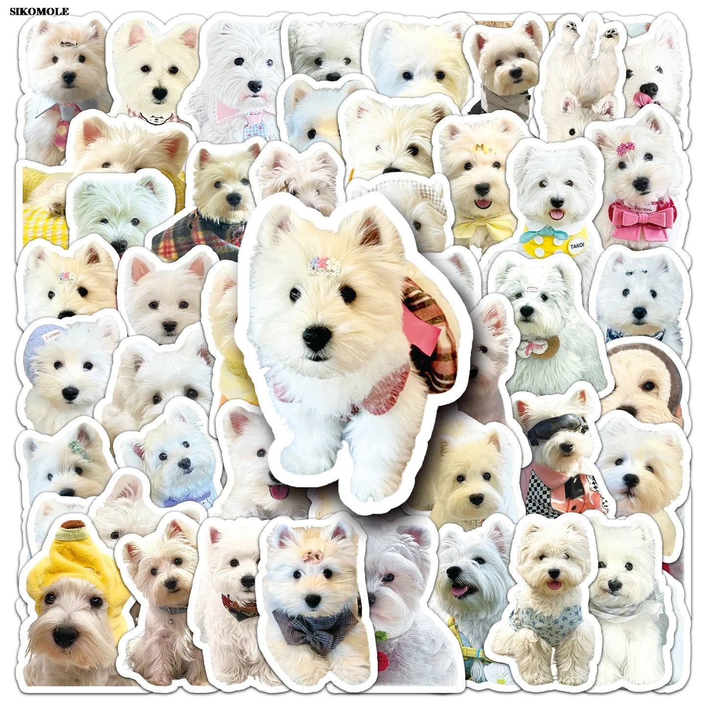 West Highland White Terrier Dog Stickers Pack - Kawaii Animal Decals for Kids, Laptop, Luggage