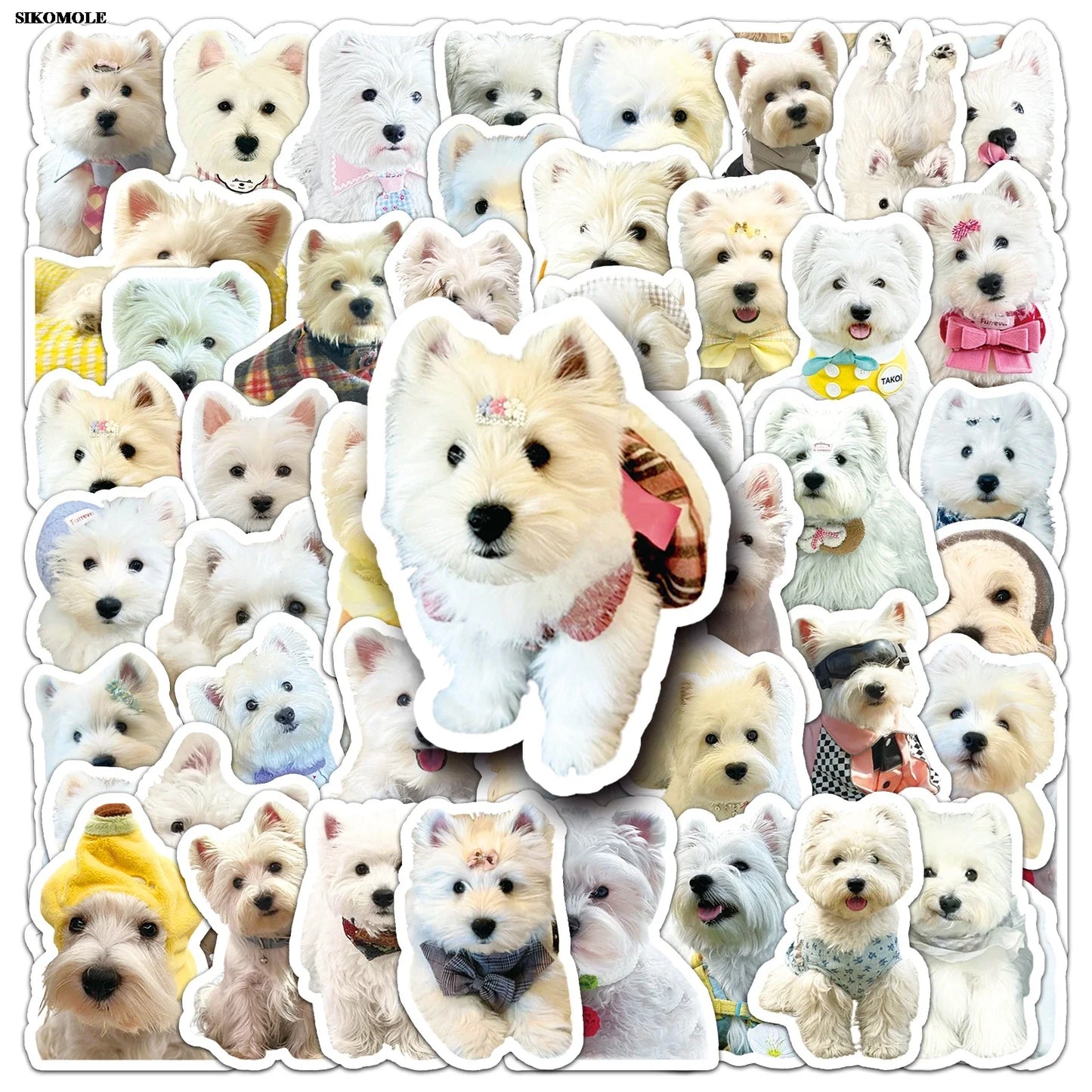 West Highland White Terrier Dog Stickers Pack - Kawaii Animal Decals for Kids, Laptop, Luggage