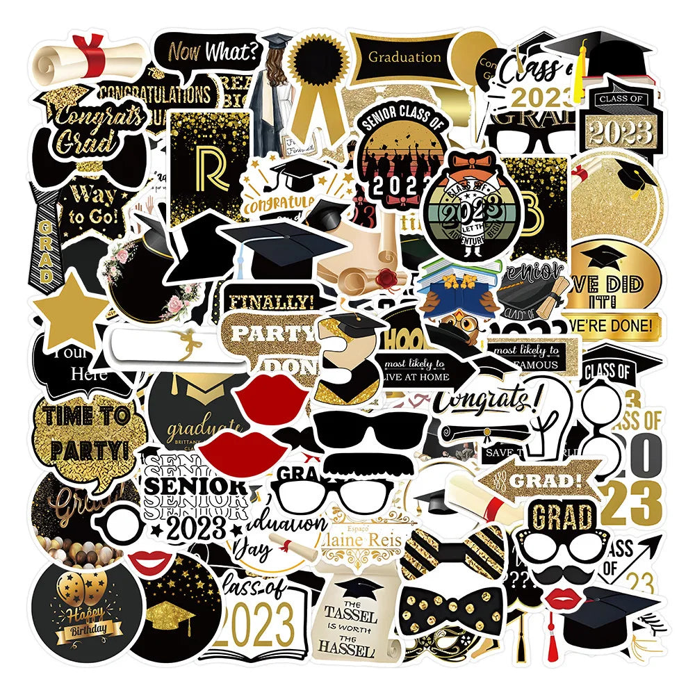 50pcs Graduation Cartoon Stickers Waterproof Laptop Phone Kids Toys Notebook Decor