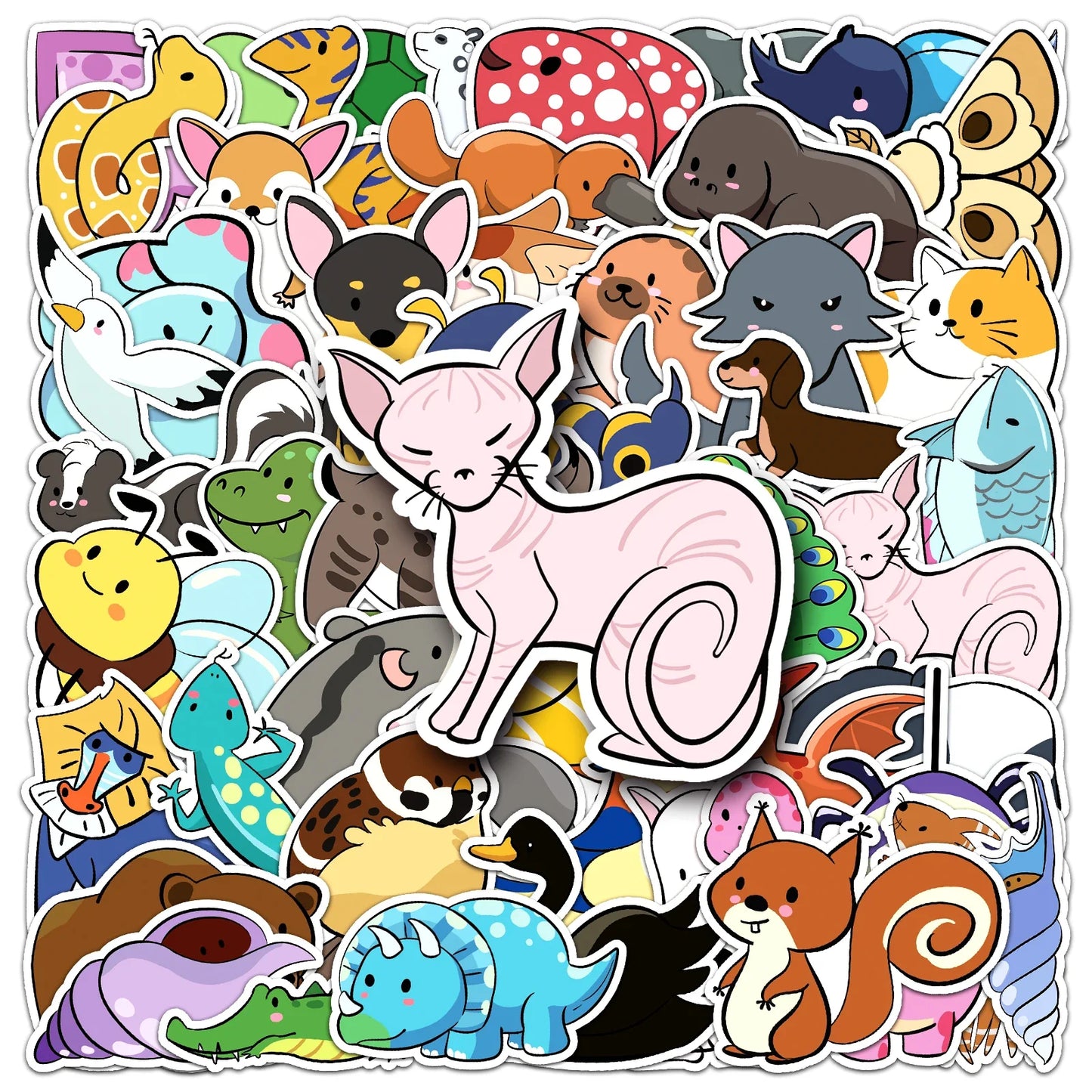 50Pcs Animal Pen Cartoon Waterproof Vinyl Stickers for Skateboard Snowboard