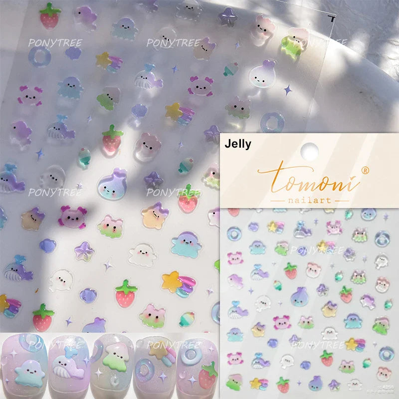 Beach Nail Art Stickers: Watermelon, Ice Cream, Coconut