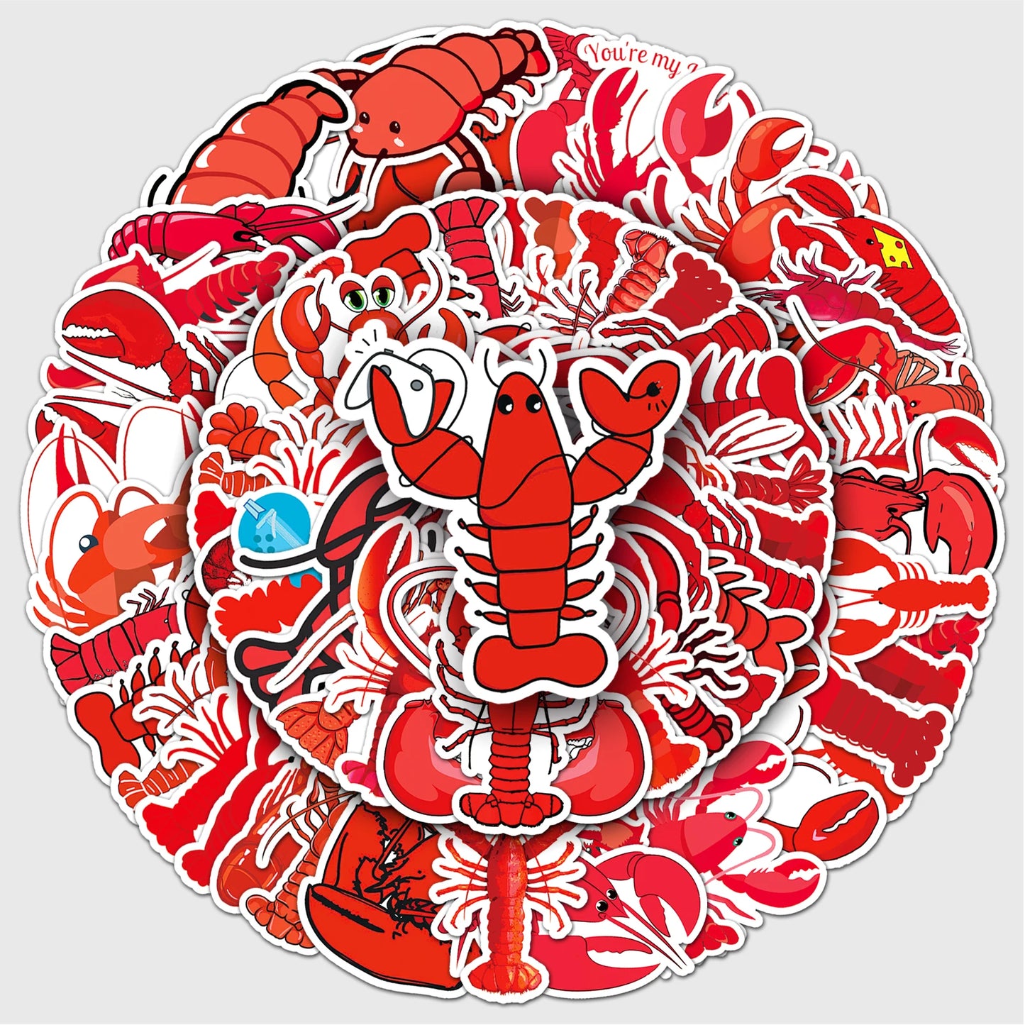 50Pcs Crayfish Cartoon Waterproof Vinyl Stickers for Skateboard Snowboard