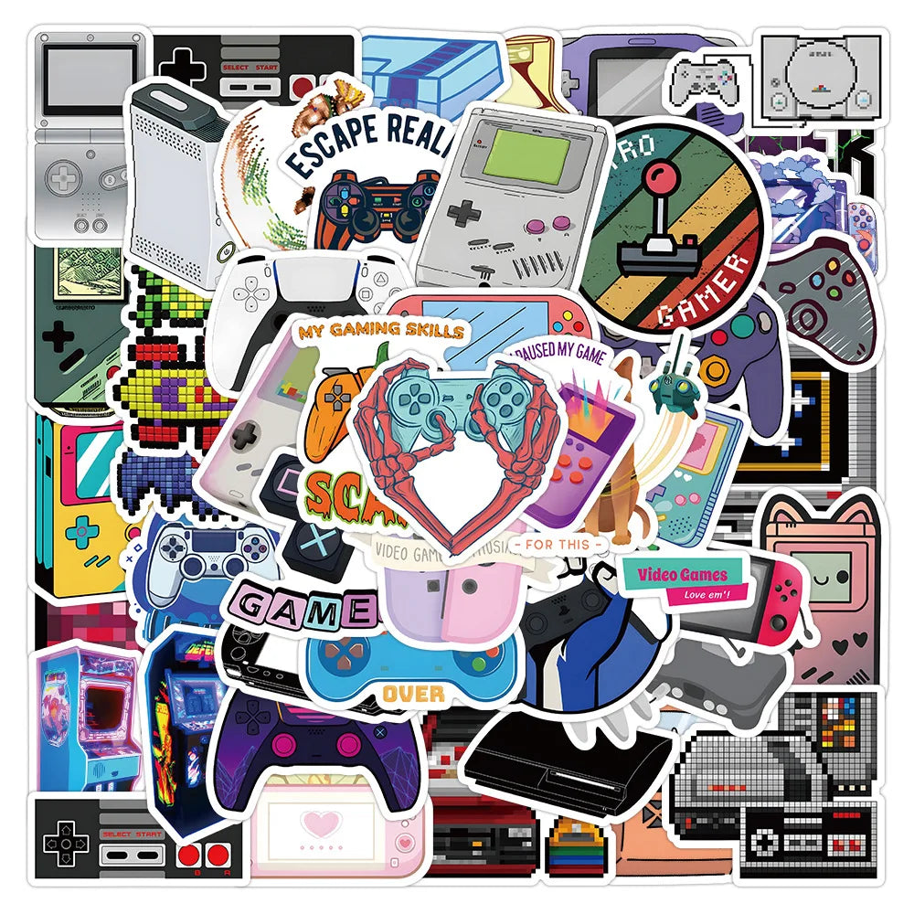 Retro Video Game Stickers for Gamer DIY - Gamepad, Suitcase, Phone, Laptop, Car, Skateboard