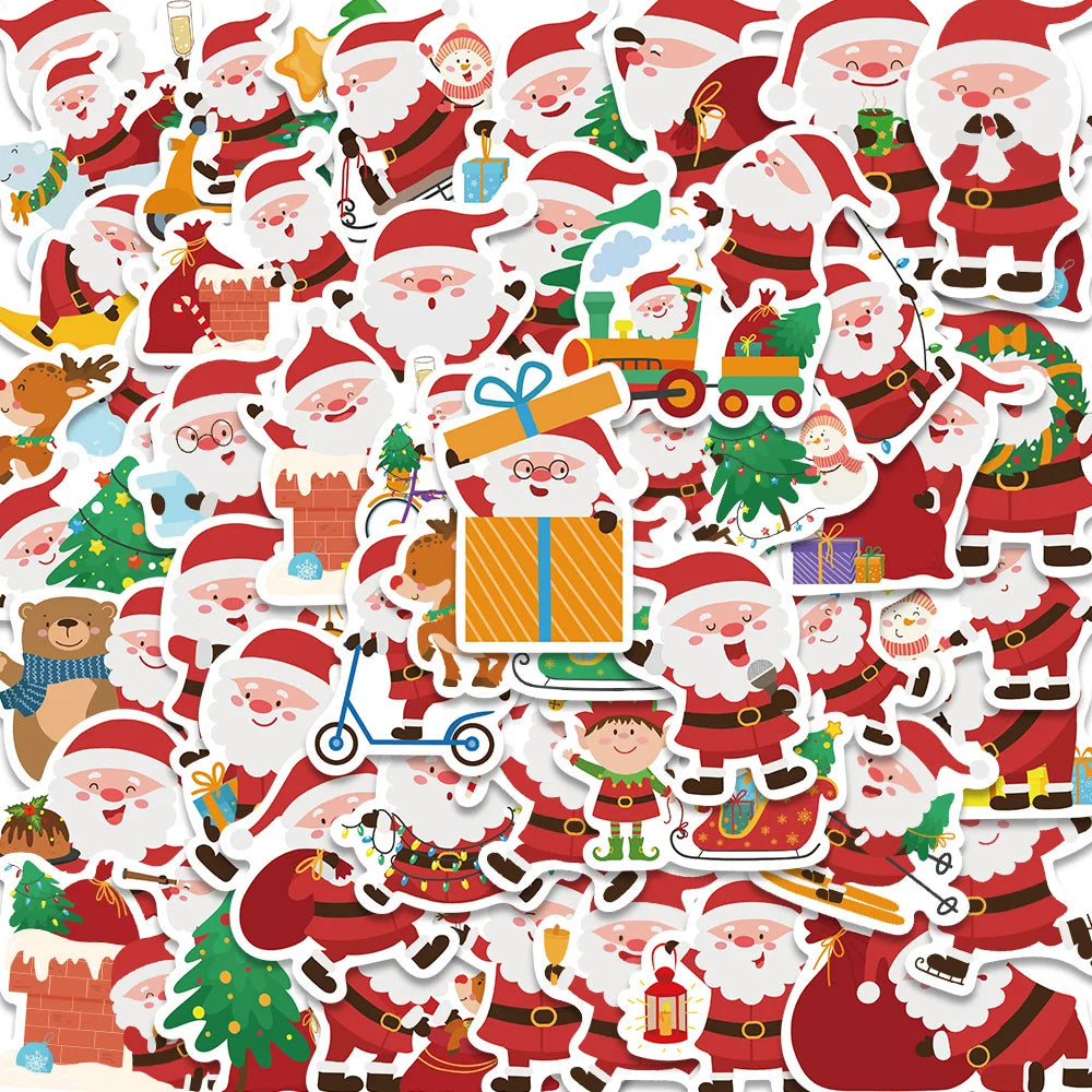Christmas Santa Claus Stickers Skateboard Guitar Helmet Luggage Laptop Graffiti Kids Gifts