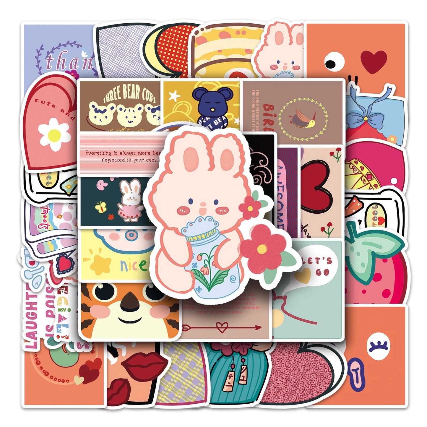 50Pcs Cute Cartoon Waterproof Vinyl Stickers for Skateboard Snowboard Decals