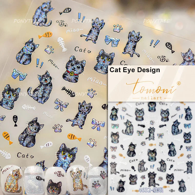Red Apple Cat Paw Nail Art Stickers Decals