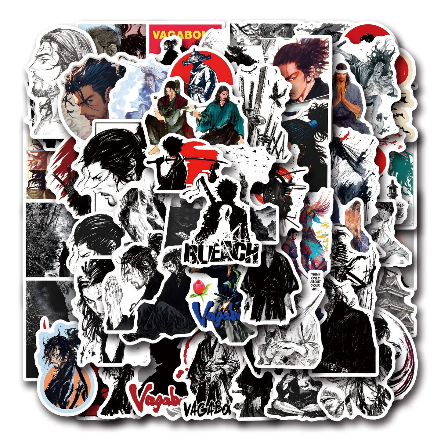 Vagabond Anime Stickers: 10/30/50/110PCS Cool Warrior Decals for Fridge, Laptop, Guitar, Phone, Bike