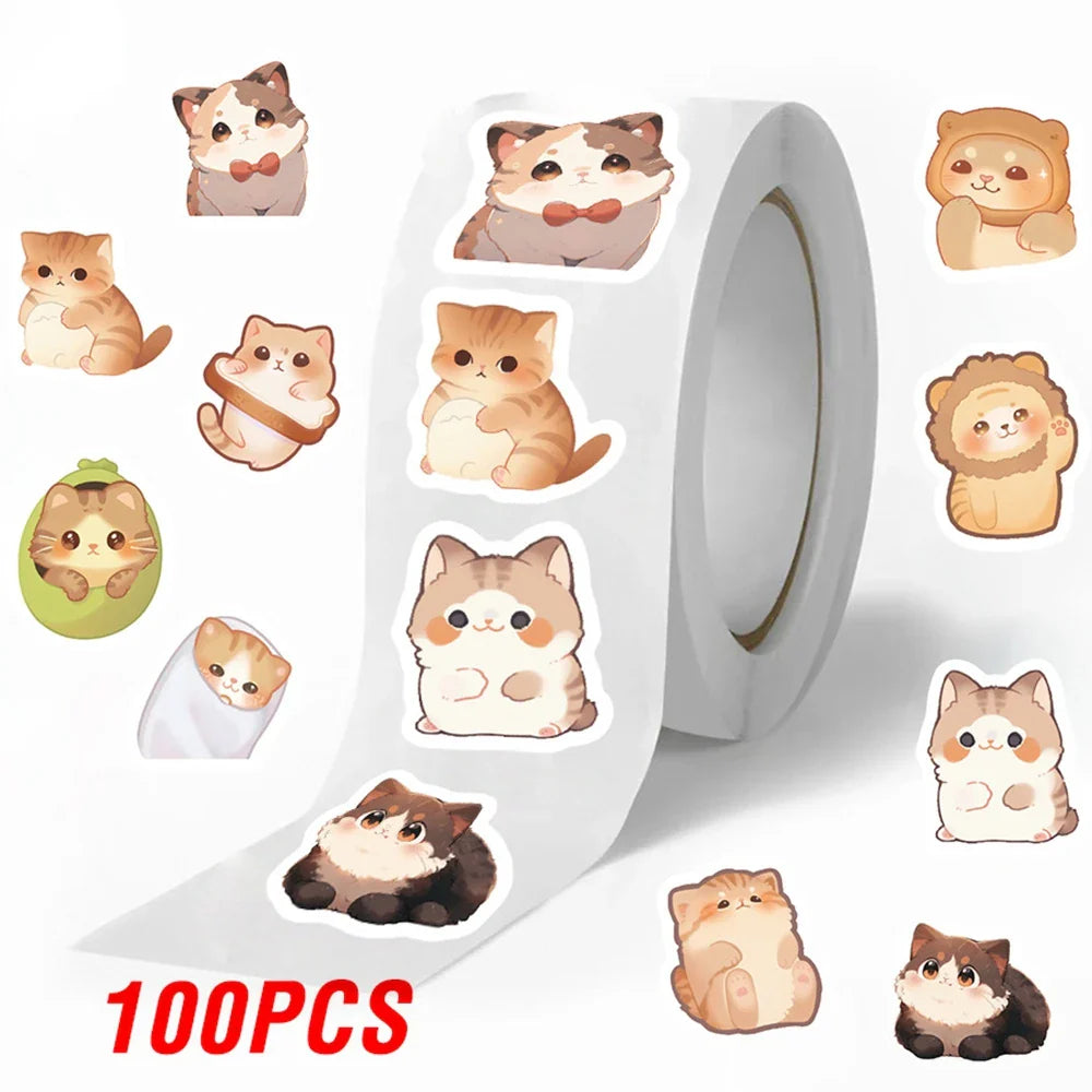 Cute Cat Stickers: 100-500pcs Reward & Thank You Labels