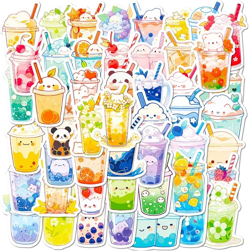 Panda Milk Tea Stickers Set - Kids Scrapbooking Supplies
