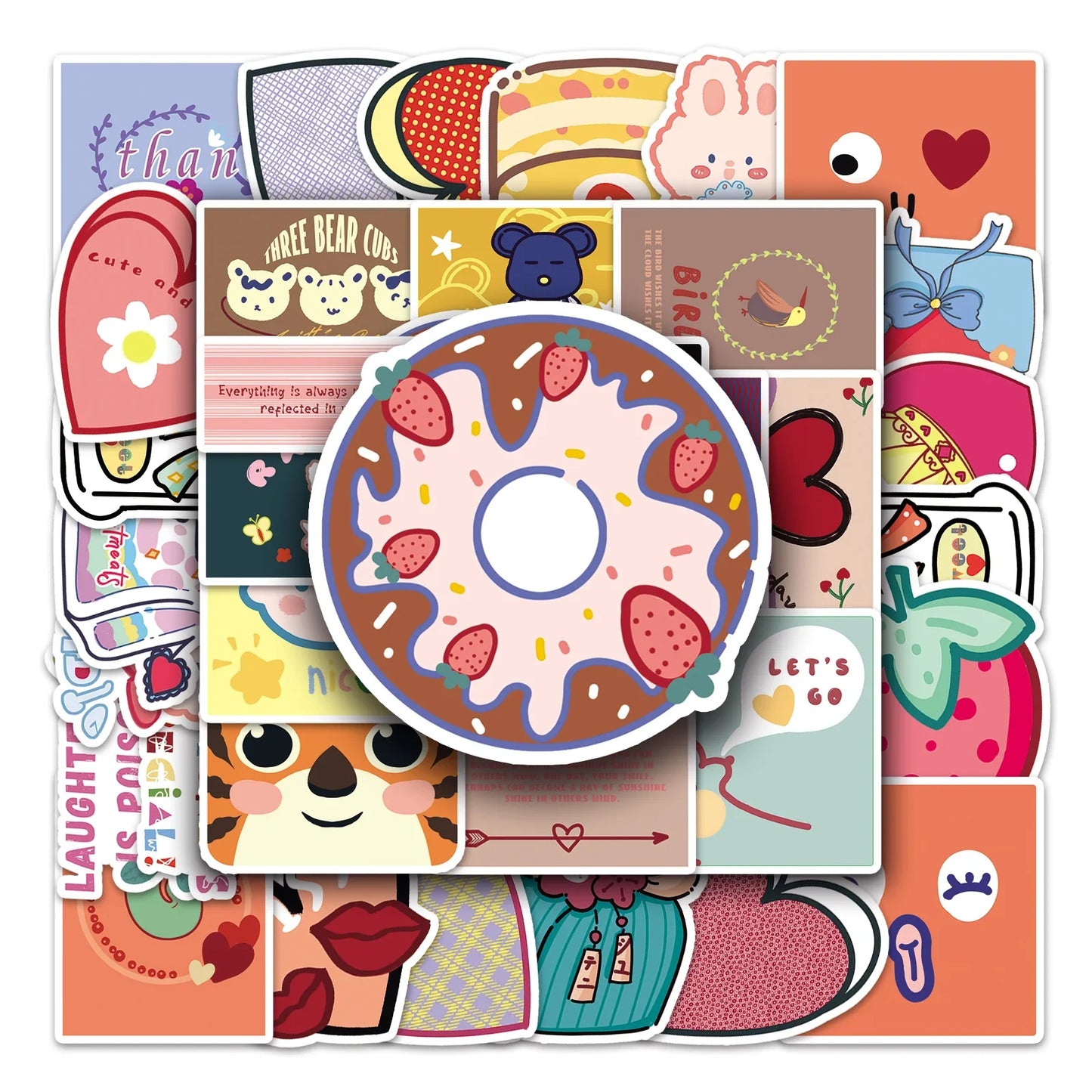 50Pcs Cute Cartoon Waterproof Vinyl Stickers for Skateboard Snowboard Decals