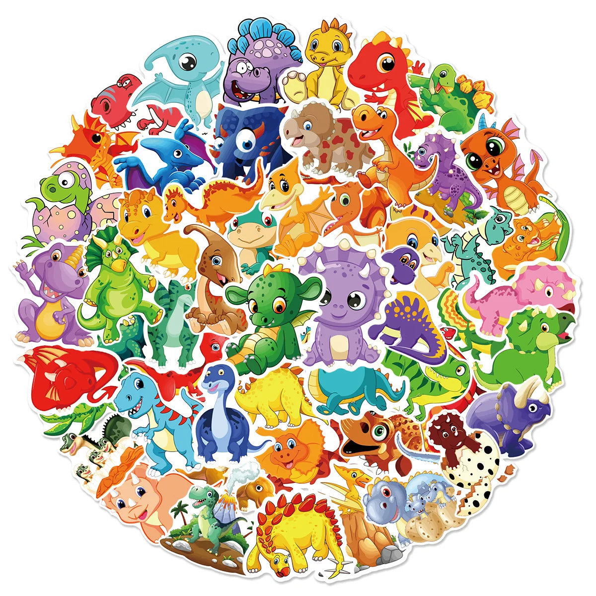 Cartoon Dinosaur Stickers PVC 10/25/50pcs for Scrapbook, Water Bottle, Phone, Kids DIY