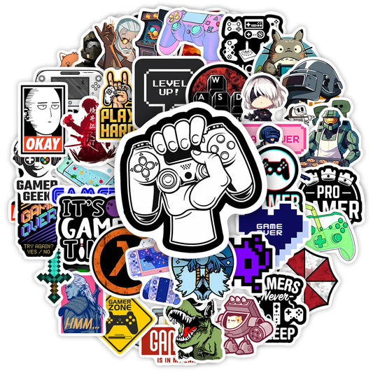 Funny Video Game Lovers Stickers DIY Gift Kids Toy Decal for Laptop Phone Scrapbook Luggage Decorative Graffiti Waterproof