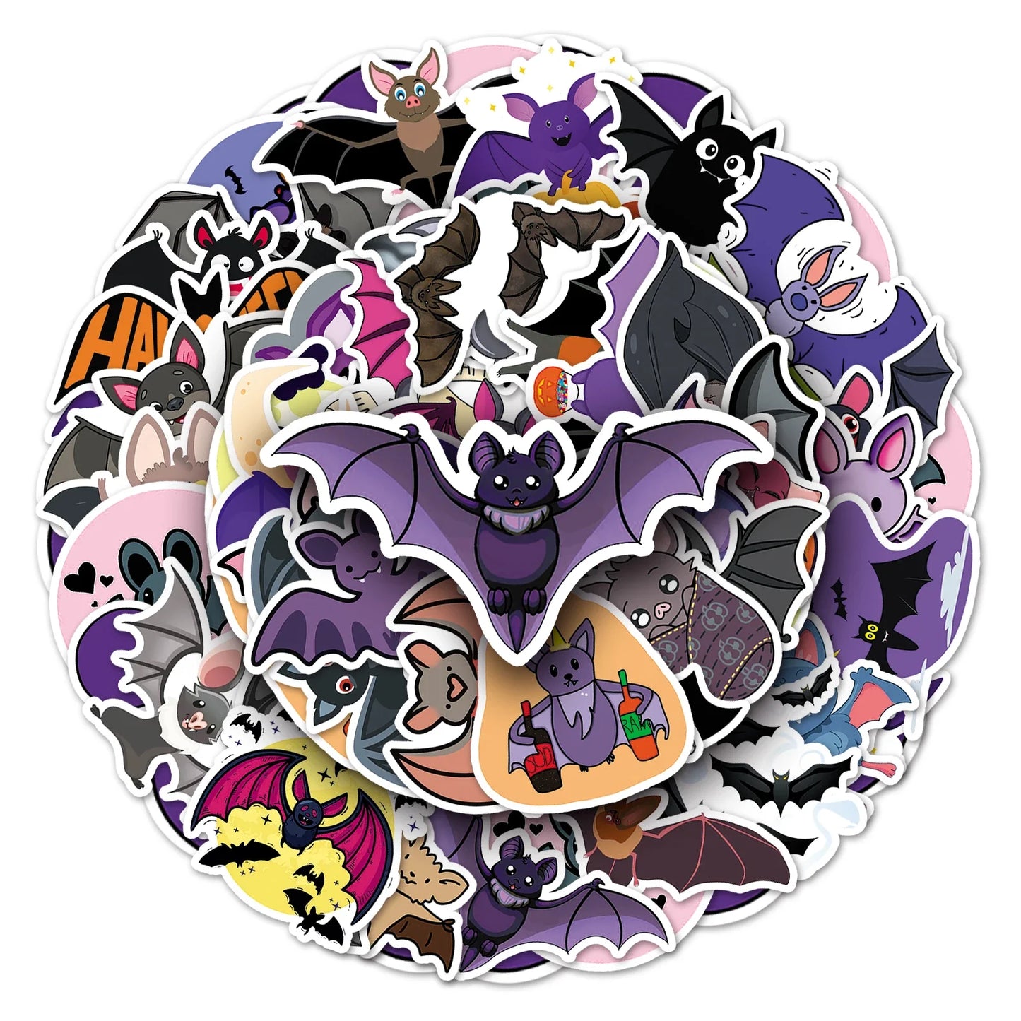 50Pcs Bat Series Cartoon Waterproof Vinyl Stickers for Skateboard Snowboard