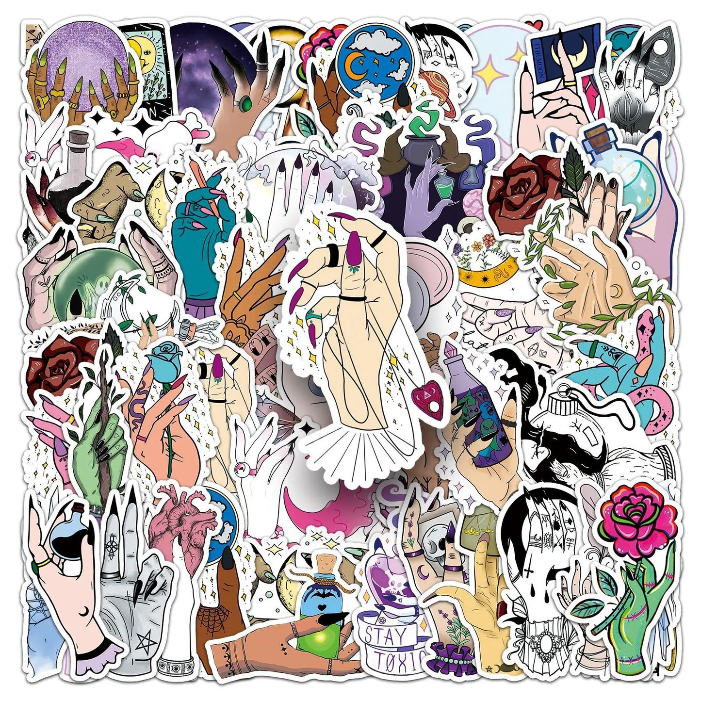 Magic Witch Hands Stickers PVC Waterproof Skateboard Notebook Graffiti Toy