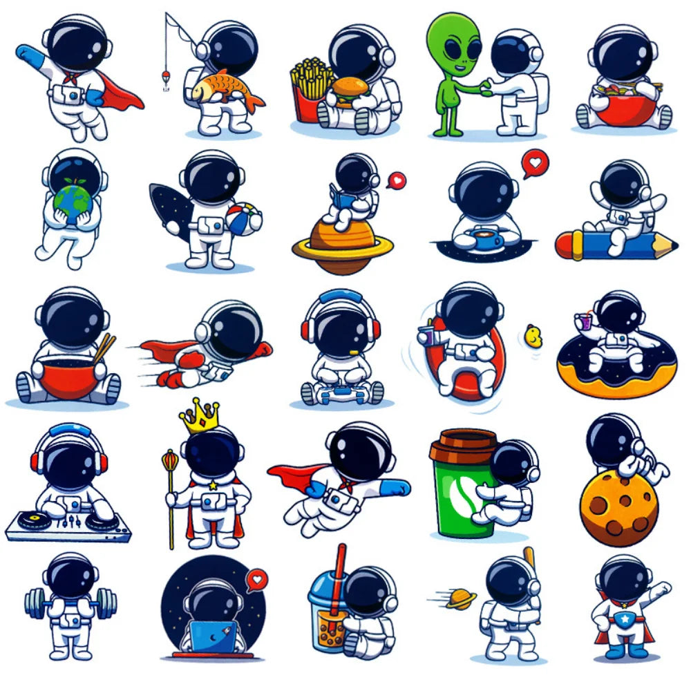 10/50PCS Universe Outer Space Stickers Rockets Alien Astronaut for Laptop Skateboard Phone Guitar Kids Cartoon Sticker Decal Toy
