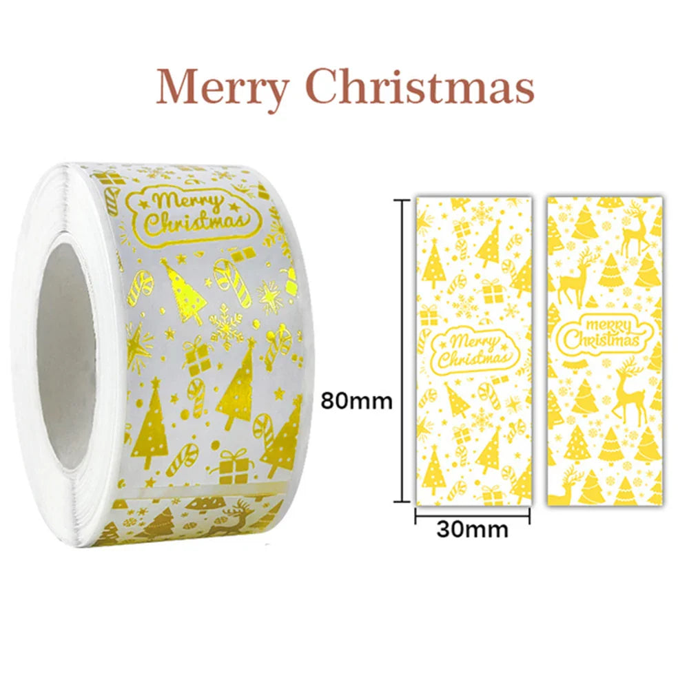 120 Gold Foil Merry Christmas Stickers for Gifts & Envelopes