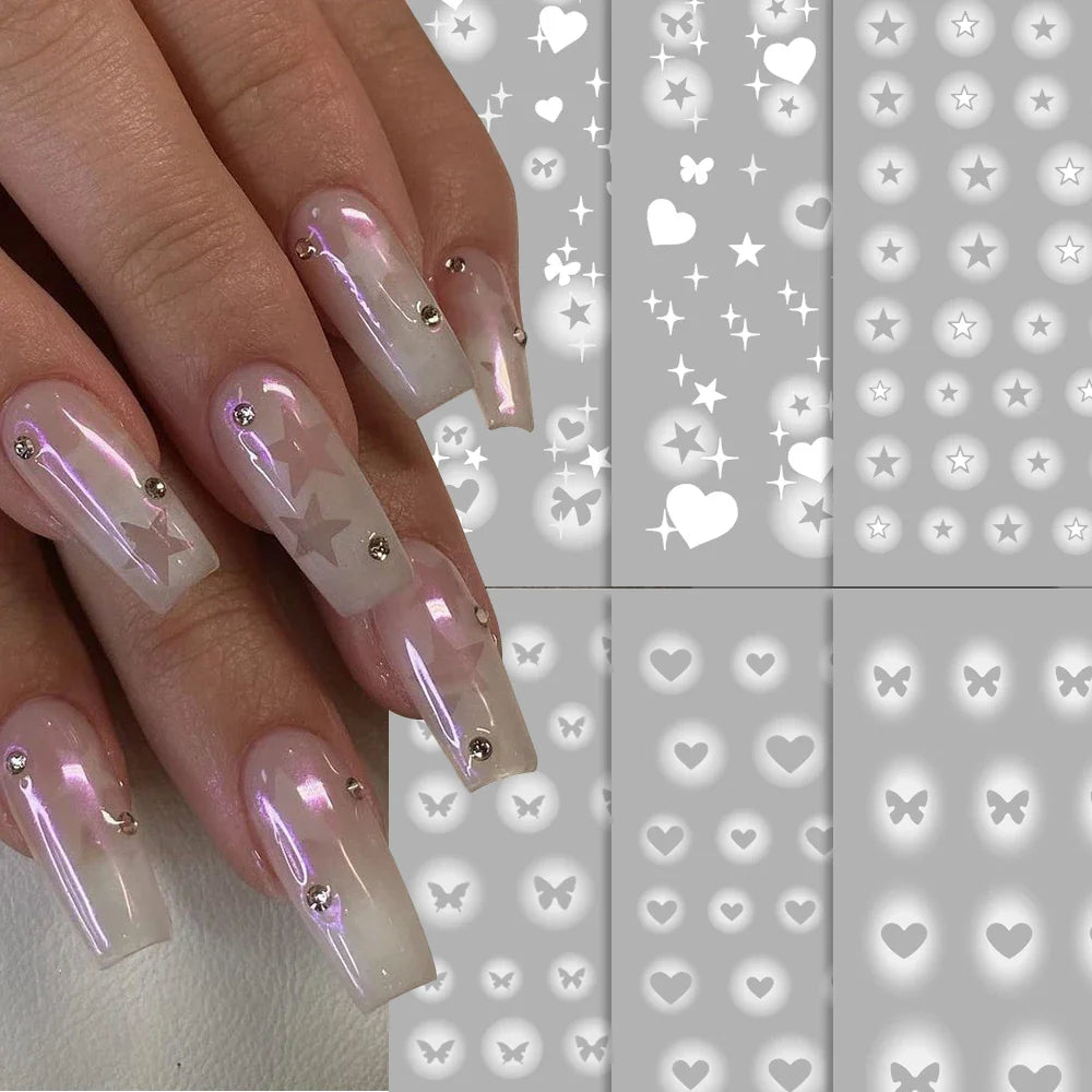 5D Heart Nail Stickers, Frosted DIY Manicure Decals