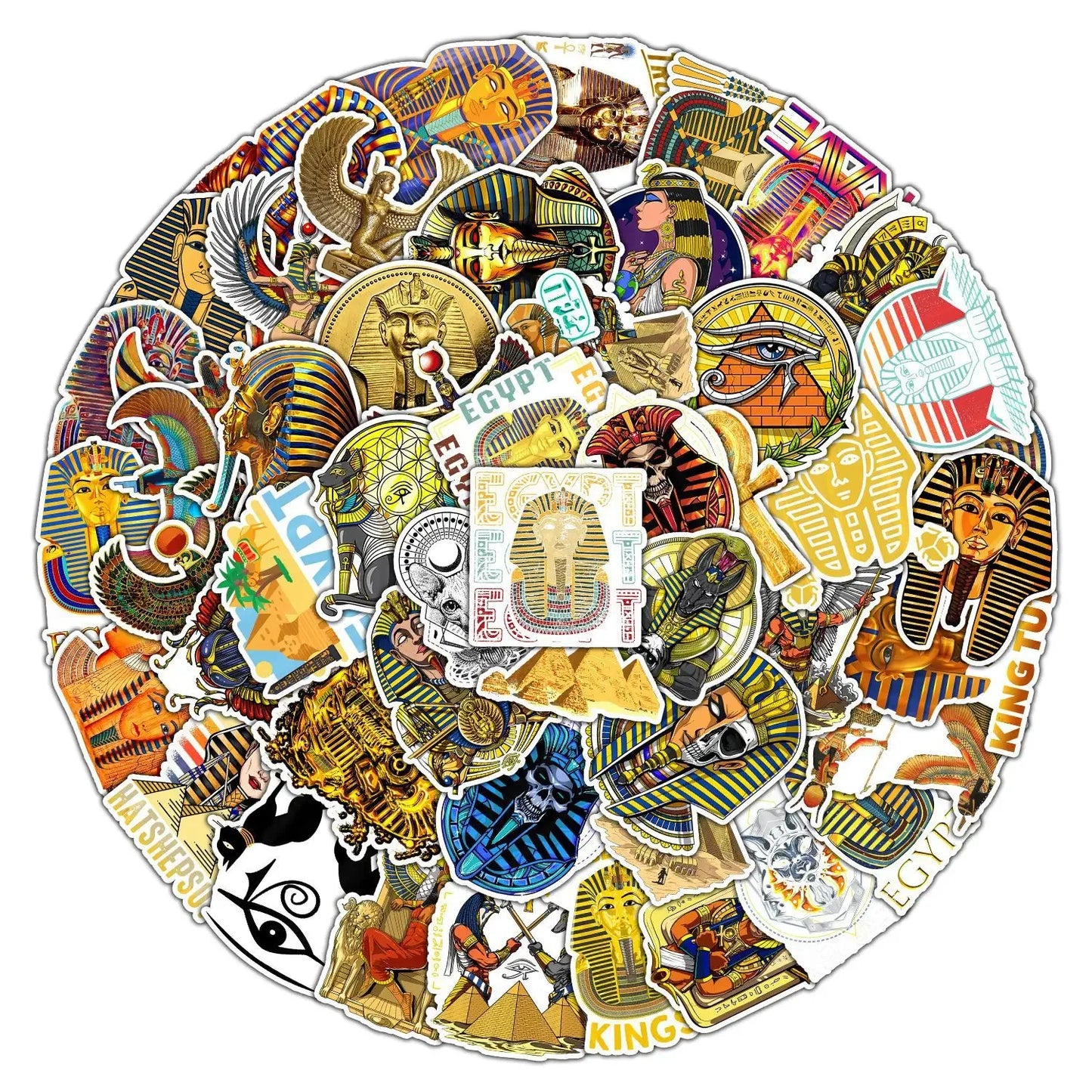 Retro Pharaoh Stickers Ancient Egypt Pyramid for Laptop Luggage Skateboard Phone Guitar