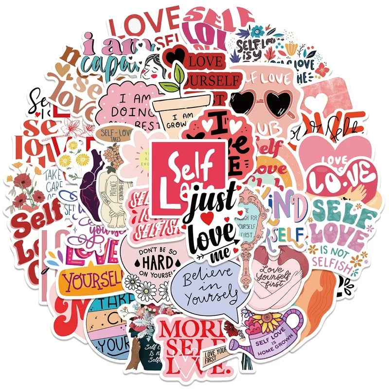 Self Love Inspirational Stickers: Motivational Quotes for Laptop, Phone, Bottle, Luggage