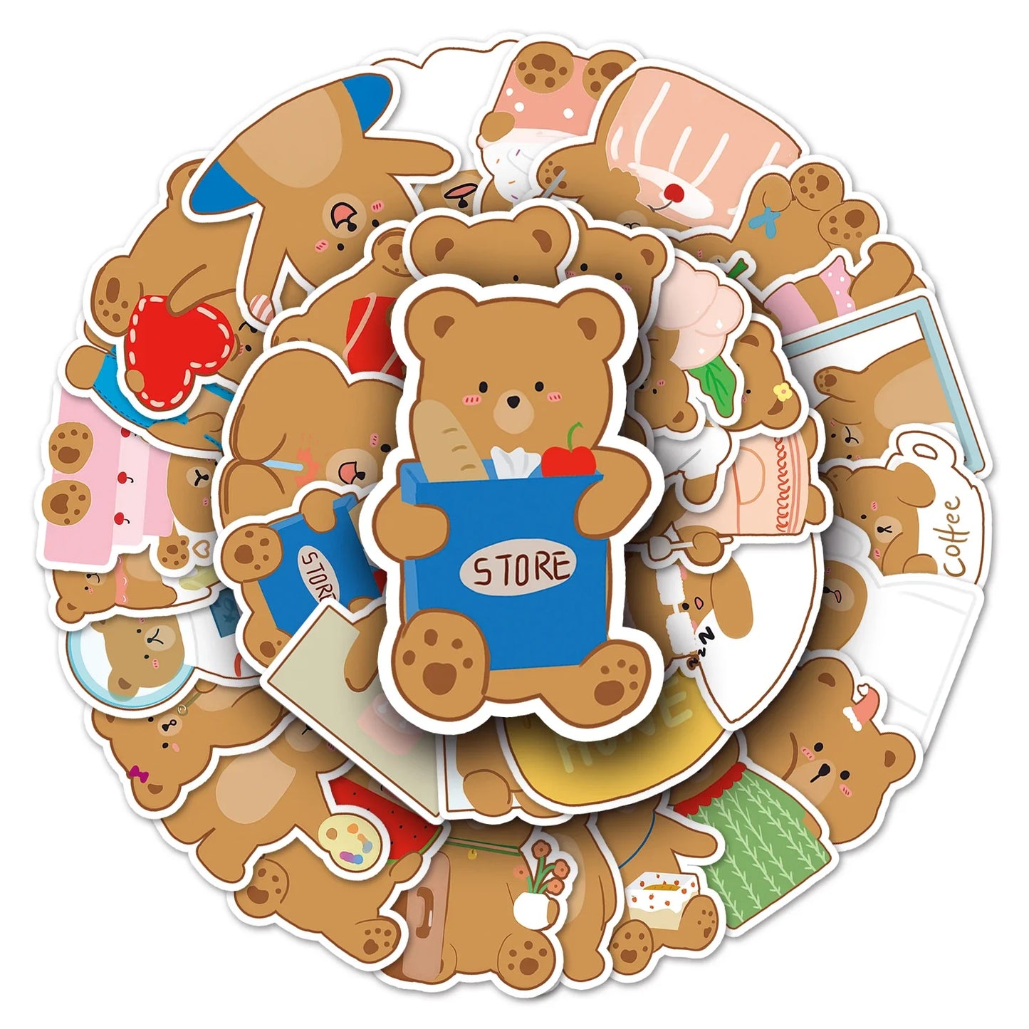 50Pcs Cute Animal Cartoon Waterproof Vinyl Stickers for Skateboard Snowboard Decals