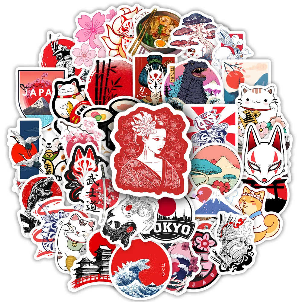 Cartoon Fantasy Japanese Elements Stickers DIY Kids Toy Gift Decal for Laptops Phones Luggage Decorative Scrapbook Waterproof