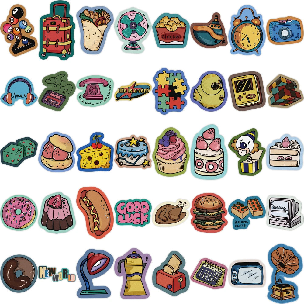 10/40/80pcs American Retro Carnival Stickers Decals Cartoon Graffiti DIY Notebook Luggage Wall Decoration PVC Sticker