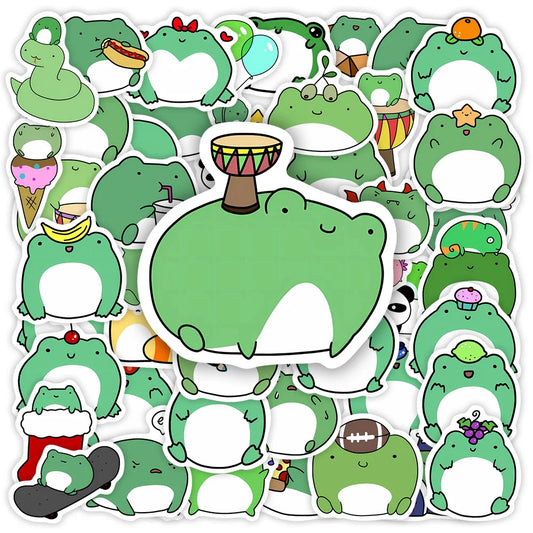 Doodle Frog Stickers Cartoon Cute DIY Toy Gift Decal Decorative Graffiti for Phone Laptop Water Bottles Scrapbook Waterproof