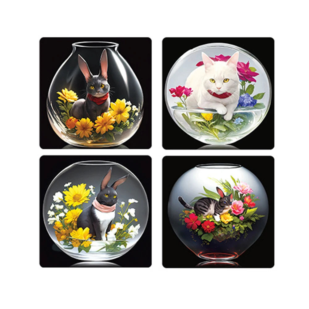 100-500pcs Cartoon Cat Stickers Square Adhesive Labels For Kids Children Teacher Prize Business Gift Wraps Decorative Stickers