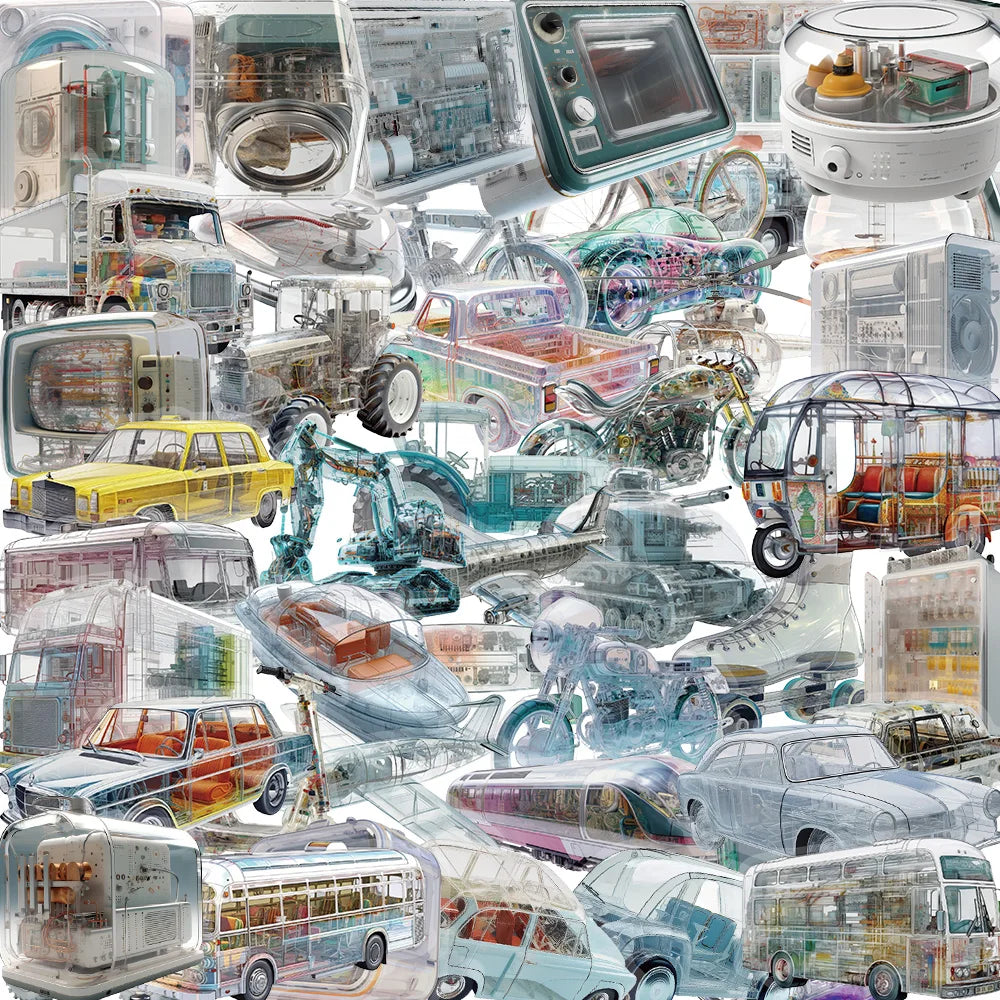 50PCS Waterproof Tech Stickers for Luggage & Bikes
