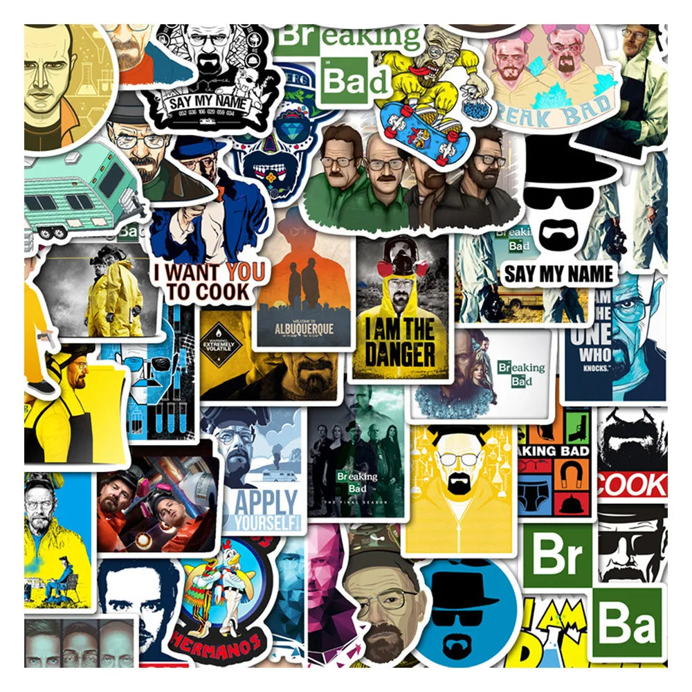 10/30/50pcs TV Series Breaking Bad Graffiti Stickers Decals Travel Luggage Laptop Skateboard Helmet Car Cool Sticker Kids Toy