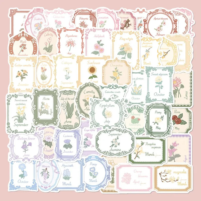 50pcs Retro Plant Graffiti Stickers for Helmet, Wall, DIY Decoration Wholesale