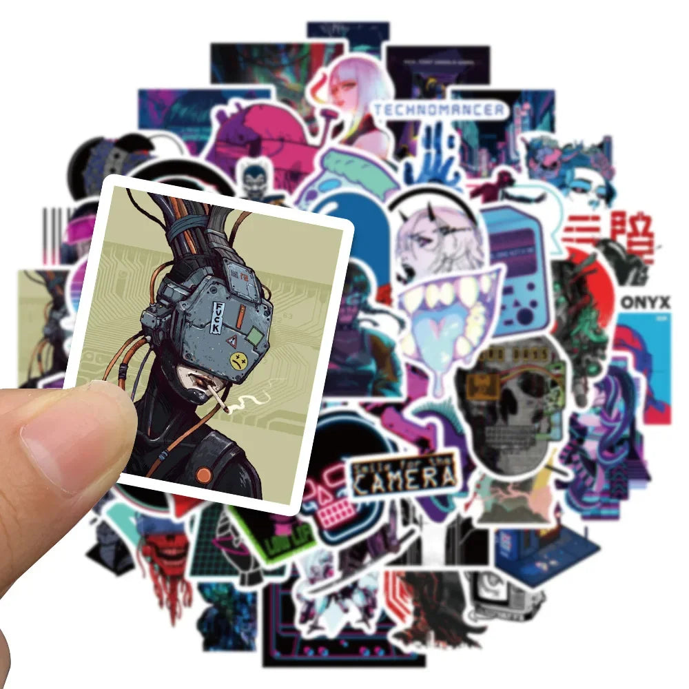 10/25/50Pcs Cartoon Cool Cyberpunk Sticker Packs