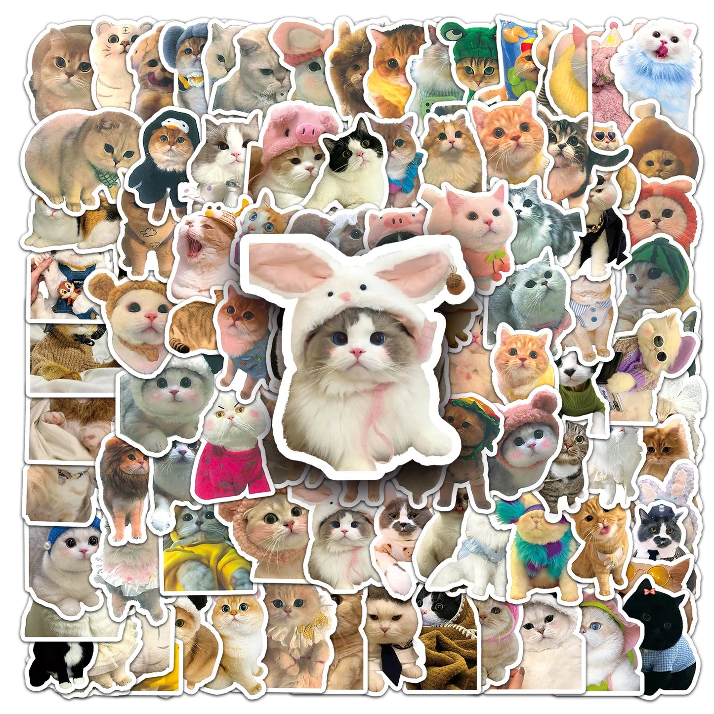 100Pcs Cute Cat Waterproof Vinyl Stickers for Skateboard Snowboard