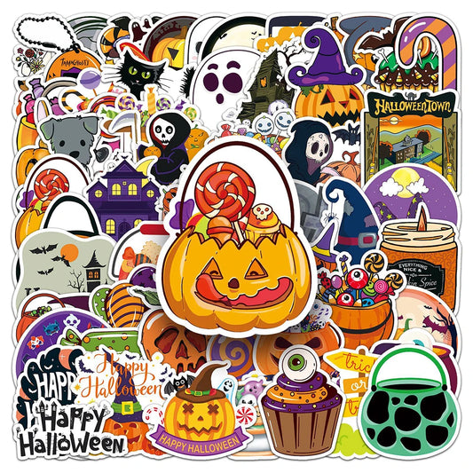 Halloween Cartoon Stickers 10/30/50/100PCS - Cute Decals for Skateboard, Fridge, Phone, Laptop, Kids Toys