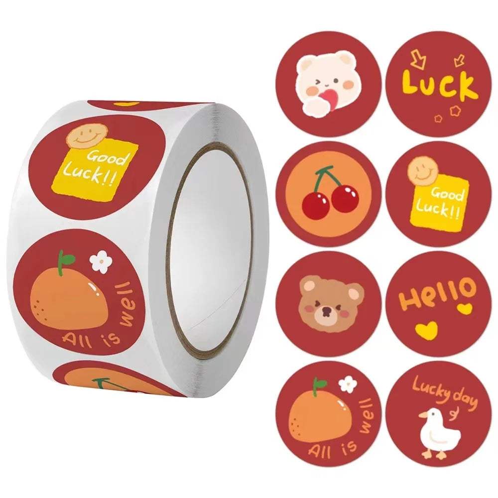 100-500pcs Cute Cartoon Sealing Stickers 1Inch Animal Scrapbook Envelope Gift Decor Labels Children Stationery Sticker