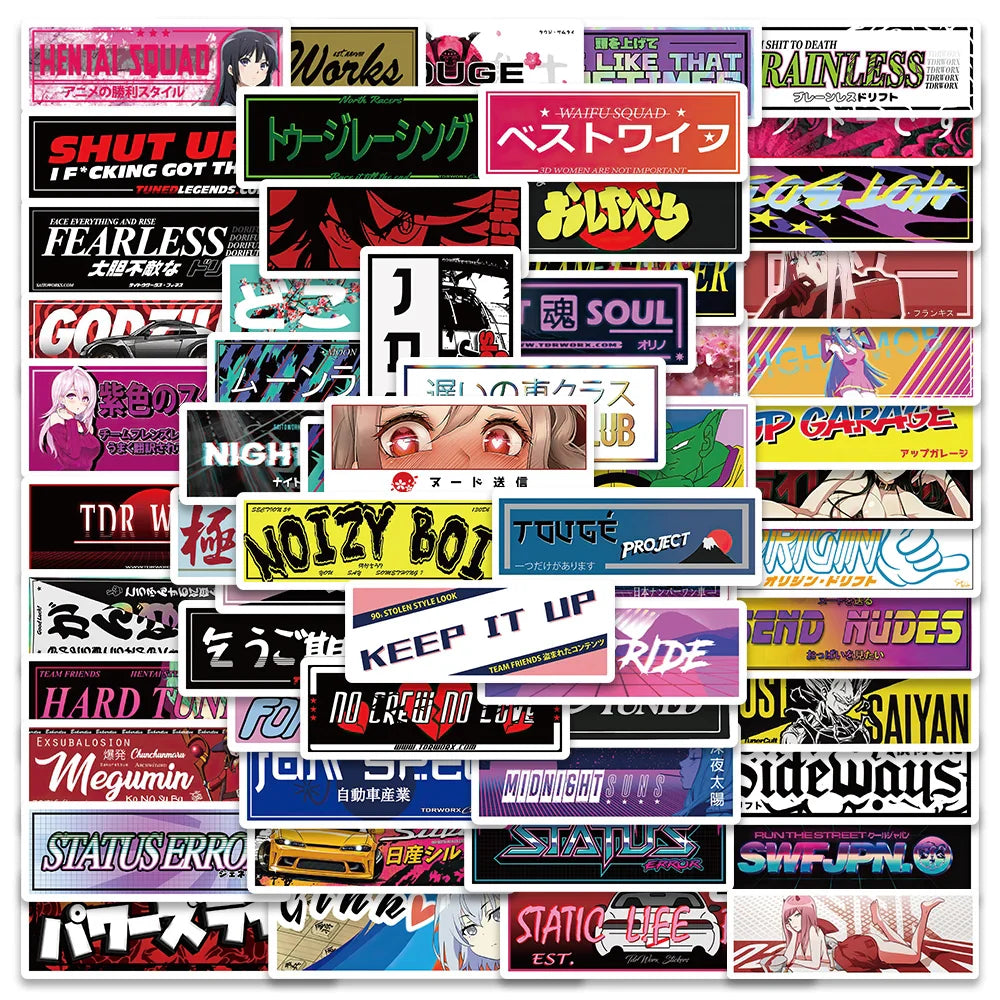 66PCS JDM Racing Stickers for Car, Laptop, Helmet, More