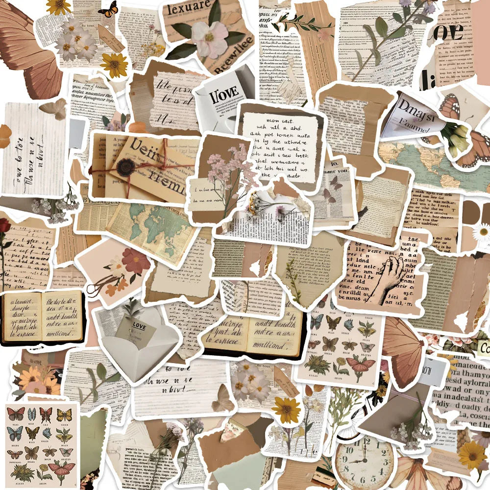 Aesthetic Vintage Diary Stickers for Scrapbooking, Suitcase, Water Bottle, Phone, Laptop - 10/25/50pcs