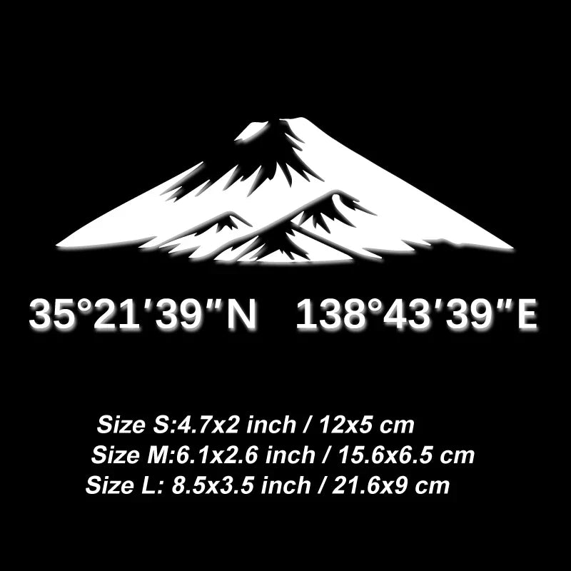 MOUNT FUJI Latitude Longitude Decal for Cars & Laptops