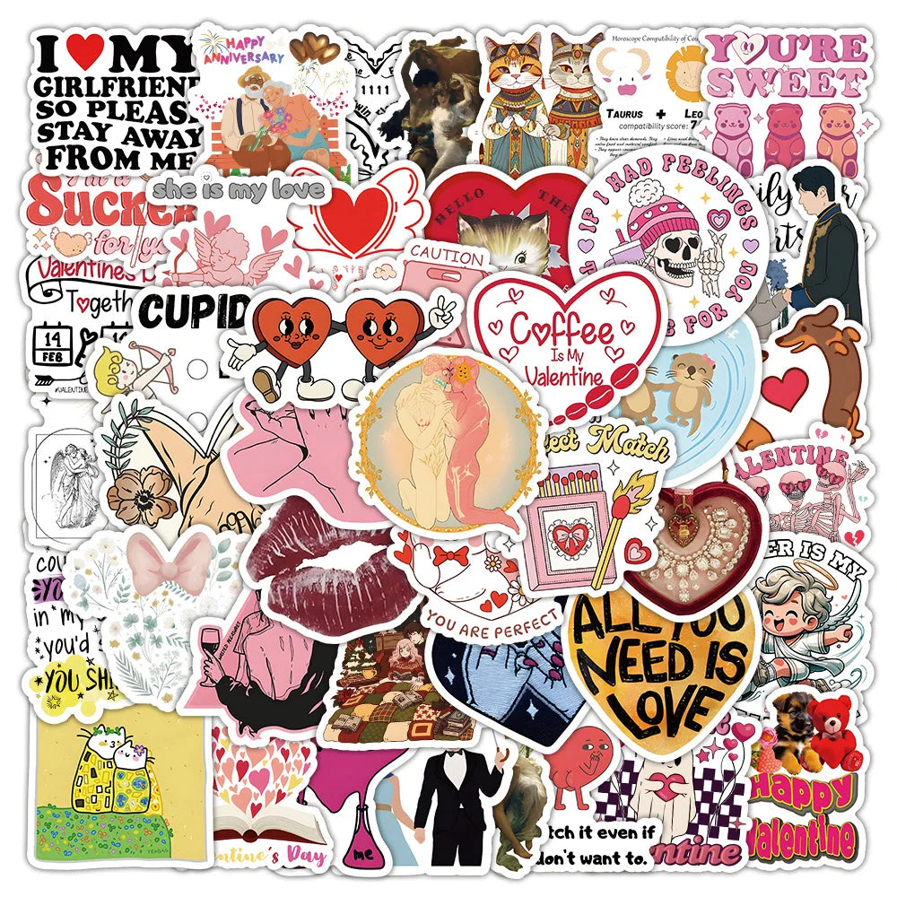 Cute Love Stickers 10/30/50pcs - Romantic Decals for Phone, Fridge, Guitar, Laptop, Scrapbook, DIY Gifts, Cartoon Graffiti